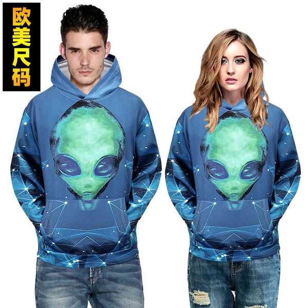 european hoodie 3d sweater men's print, Black