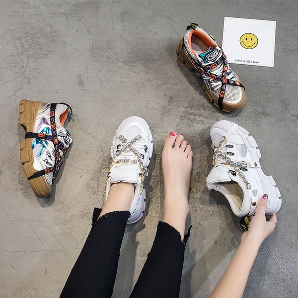 70% off wholesale sandals flip-flops spring/autumn chunky sneakers women mesh crystal chain platform sneaker famous fashion casual dad shoes, Black
70% off wholesale sandals flip-flops spring/autumn chunky sneakers women mesh crystal chain platform sneaker famous fashion casual dad shoes, Black