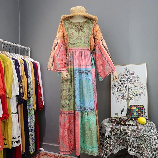 casual dresses superaen contrast bohemian retro waist slimming printed flare sleeves o neck big swing holiday national style woman dress, Black;gray
casual dresses superaen contrast bohemian retro waist slimming printed flare sleeves o neck big swing holiday national style woman dress, Black;gray