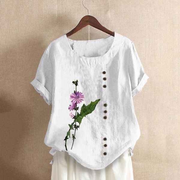 women's blouses & shirts floral printed blouse button short sleeve casual blusas mujer o-neck soild loose shirt chemises femme, White
women's blouses & shirts floral printed blouse button short sleeve casual blusas mujer o-neck soild loose shirt chemises femme, White