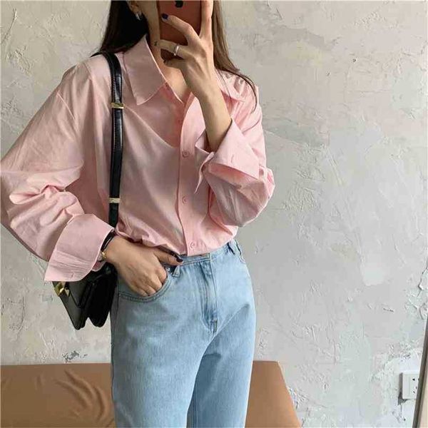 pink elegant office lady minimalist loose all match vintage casual lapel chic gentle sweet shirts 210525, White
pink elegant office lady minimalist loose all match vintage casual lapel chic gentle sweet shirts 210525, White
