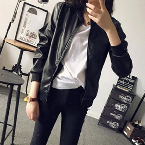 women's jackets black faux leather bomber jacket lady fashion women long sleeve motorcycle blouse loose coat outerwear, Black;brown
women's jackets black faux leather bomber jacket lady fashion women long sleeve motorcycle blouse loose coat outerwear, Black;brown
