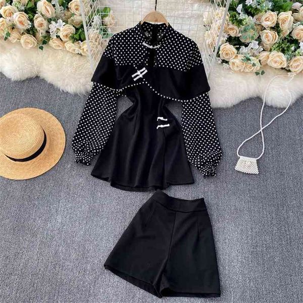 women fashion cheongsam autumn long sleeve ruffle dot print + high waist thin broad leg shorts two-piece sets q230 210527, White
women fashion cheongsam autumn long sleeve ruffle dot print + high waist thin broad leg shorts two-piece sets q230 210527, White