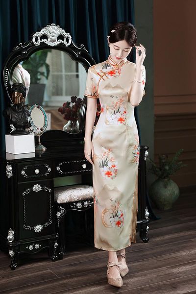 ethnic clothing chinese style vintage floral print short sleeve cheongsam women's qipao party dress mujer vestidos, Red
ethnic clothing chinese style vintage floral print short sleeve cheongsam women's qipao party dress mujer vestidos, Red