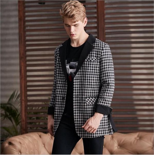 men's suits & blazers men fashion contrasting color suit jacket male mid-length plus size coat 2021spring autumn loose houndstooth tren, White;black
men's suits & blazers men fashion contrasting color suit jacket male mid-length plus size coat 2021spring autumn loose houndstooth tren, White;black