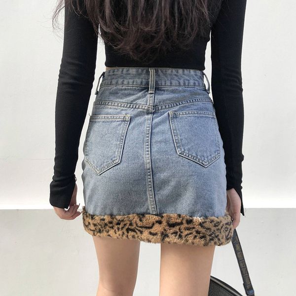 female autumn fashion korean blue stitching temperament slim leopard print frayed skirt short denim material streetwear puzj, Black
female autumn fashion korean blue stitching temperament slim leopard print frayed skirt short denim material streetwear puzj, Black
