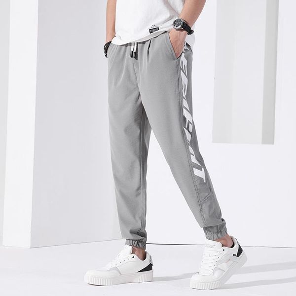 men's pants 2021 casual summer fashion trend ice silk loose overalls trousers tied, Black
men's pants 2021 casual summer fashion trend ice silk loose overalls trousers tied, Black