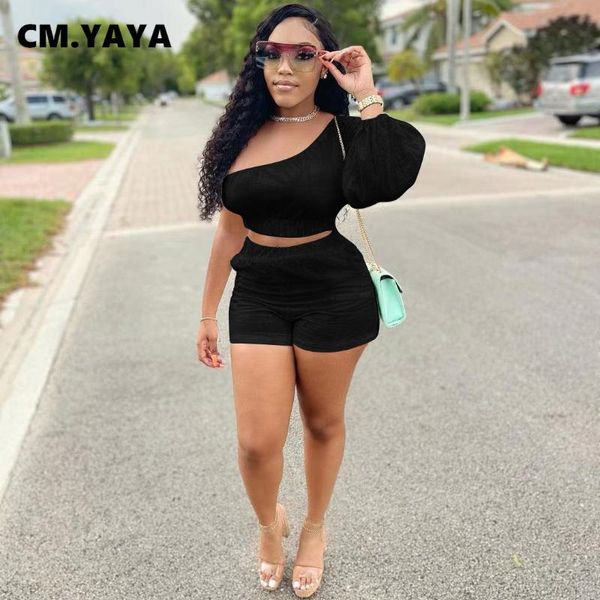 women's tracksuits cm.yaya women set solid one shoulder full puff sleeve skew collar crop pockets shorts two piece tracksuit summer ou, Gray
women's tracksuits cm.yaya women set solid one shoulder full puff sleeve skew collar crop pockets shorts two piece tracksuit summer ou, Gray
