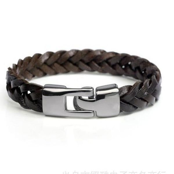 link, chain bracelet for men men's leather vintage hand-woven rope brown in europe and america fashion, Black
link, chain bracelet for men men's leather vintage hand-woven rope brown in europe and america fashion, Black