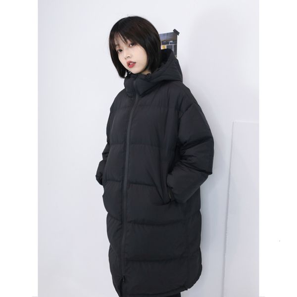 season white duck down jacket medium and long women's winter loose knee thin coat, Black
season white duck down jacket medium and long women's winter loose knee thin coat, Black