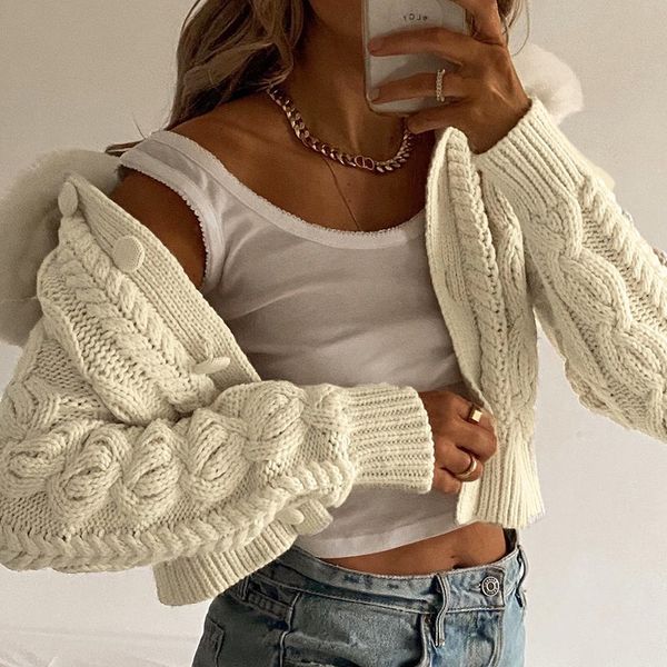 vintage spliced shaggy faux fur lapel knitting cardigan women button long sleeve crop sweater twist stripe jumper short knitwear, White;black
vintage spliced shaggy faux fur lapel knitting cardigan women button long sleeve crop sweater twist stripe jumper short knitwear, White;black