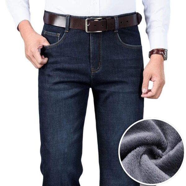 men's jeans classic pocket embroidery fitted straight fleece thick warm winter brand clothing business denim, Blue
men's jeans classic pocket embroidery fitted straight fleece thick warm winter brand clothing business denim, Blue
