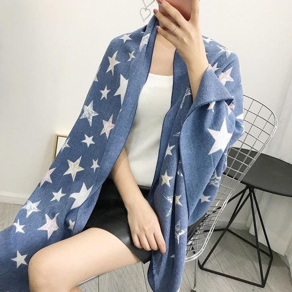 scarves women's cashmere star scarf and shawl for autumn winter 2021,student korean fashion long-style thicker heating neck, Blue;gray
scarves women's cashmere star scarf and shawl for autumn winter 2021,student korean fashion long-style thicker heating neck, Blue;gray