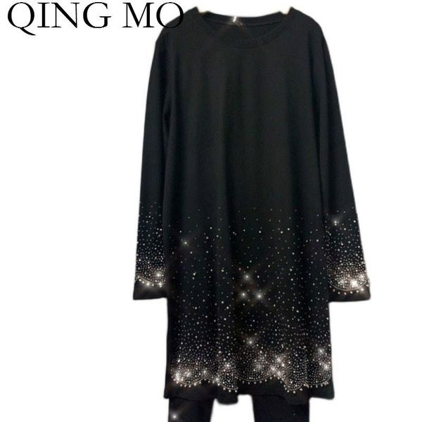 casual dresses qing mo large size women rhinestone dress 2021 solid female round neck full sleeve zqy6188, Black;gray
casual dresses qing mo large size women rhinestone dress 2021 solid female round neck full sleeve zqy6188, Black;gray