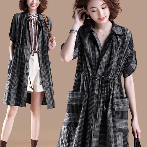 women's trench coats large size 4xl long section seven-point sleeve striped lattice tie windbreaker jacket female spring autumn casual, Tan;black
women's trench coats large size 4xl long section seven-point sleeve striped lattice tie windbreaker jacket female spring autumn casual, Tan;black
