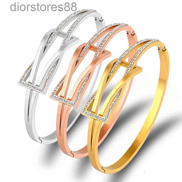 bangles bracelet fashion micro diamond inlaid double ring stainless steel titanium plated 18k rose gold cross women's, Black
bangles bracelet fashion micro diamond inlaid double ring stainless steel titanium plated 18k rose gold cross women's, Black