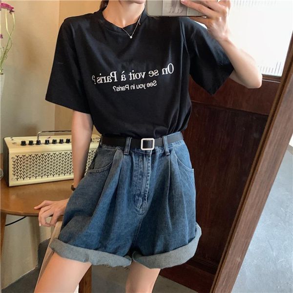 women's shorts 2021 loose summer mujer jeans high waist vintage curl denim short pants women casual for ladies, White;black
women's shorts 2021 loose summer mujer jeans high waist vintage curl denim short pants women casual for ladies, White;black