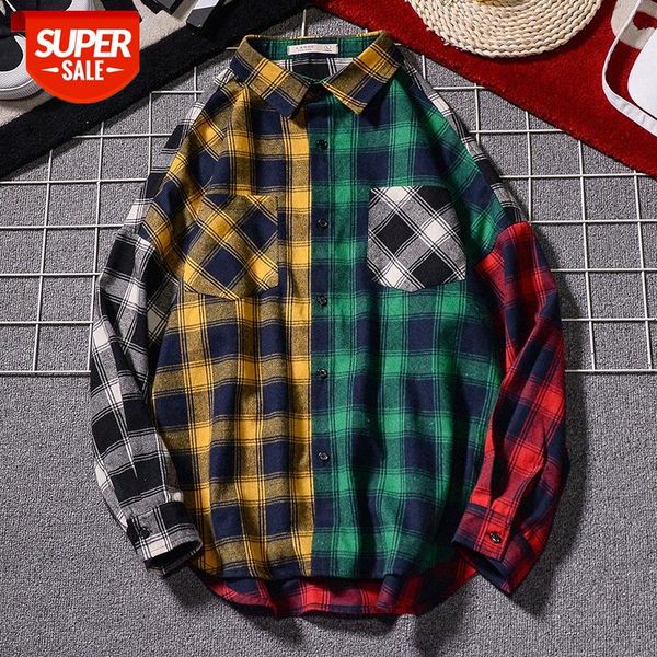 brand men's street stitching plaid long-sleeved shirt jacket #bt5l, White;black
brand men's street stitching plaid long-sleeved shirt jacket #bt5l, White;black