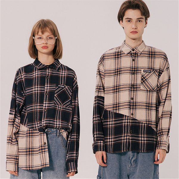 2021 autumn men's vintage oversized plaid patchwork korean style long sleeve shirts fashion striped loose couple shirt man s5ux, White;black
2021 autumn men's vintage oversized plaid patchwork korean style long sleeve shirts fashion striped loose couple shirt man s5ux, White;black