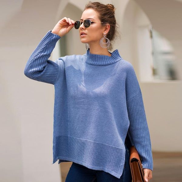 women's sweaters split turtleneck sweater women loose casual stripe pullovers jumper knit blue sueter mujer invierno 2021, White;black
women's sweaters split turtleneck sweater women loose casual stripe pullovers jumper knit blue sueter mujer invierno 2021, White;black