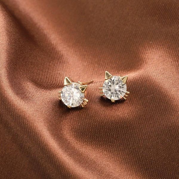 Stud Cute Gold-plated Kitten Small Earrings For Women Japanese And Korean Exquisite Jewelry Zircon, Golden;silver
Stud Cute Gold-plated Kitten Small Earrings For Women Japanese And Korean Exquisite Jewelry Zircon, Golden;silver