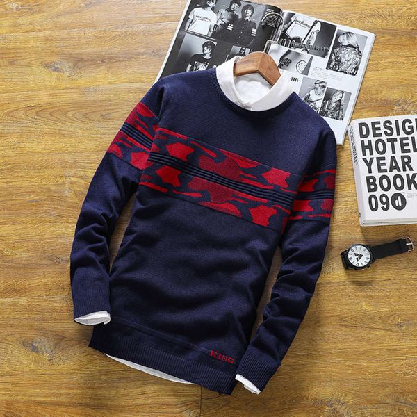round neck, slim handsome sweater, new autumn and winter korean fashion men's sweater, White;black
round neck, slim handsome sweater, new autumn and winter korean fashion men's sweater, White;black