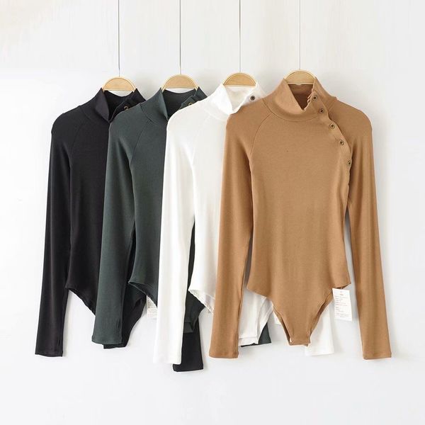 t shirt 2021 spring pullover, high collar, long sleeve, slim fit, solid color, diagonal button women's onesies, White
t shirt 2021 spring pullover, high collar, long sleeve, slim fit, solid color, diagonal button women's onesies, White