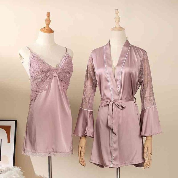 women's sleepwear perspective women 2pcs robe set kimono bathrobe gown with lace satin night summer intimate lingerie okys, Black;red
women's sleepwear perspective women 2pcs robe set kimono bathrobe gown with lace satin night summer intimate lingerie okys, Black;red