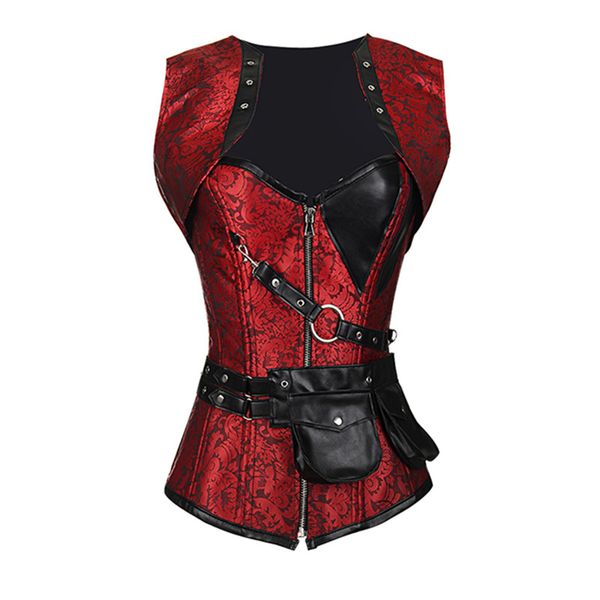 Woman Bustiers 3 Colors Retro Gothic Corset With Mini Jacket and Pouch Belt Woman Sexy Steel Boned Corset Steampunk Corsets Leather Espartil, Black;white
Woman Bustiers 3 Colors Retro Gothic Corset With Mini Jacket and Pouch Belt Woman Sexy Steel Boned Corset Steampunk Corsets Leather Espartil, Black;white