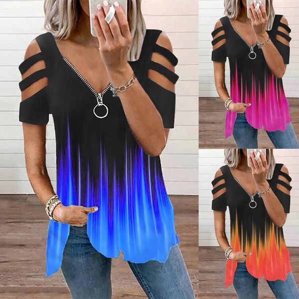 women's t-shirt fashion 2021 women off shoulder pirnt v-neck short sleeve strapless zipper polluver blouse summer clothes for, White
women's t-shirt fashion 2021 women off shoulder pirnt v-neck short sleeve strapless zipper polluver blouse summer clothes for, White