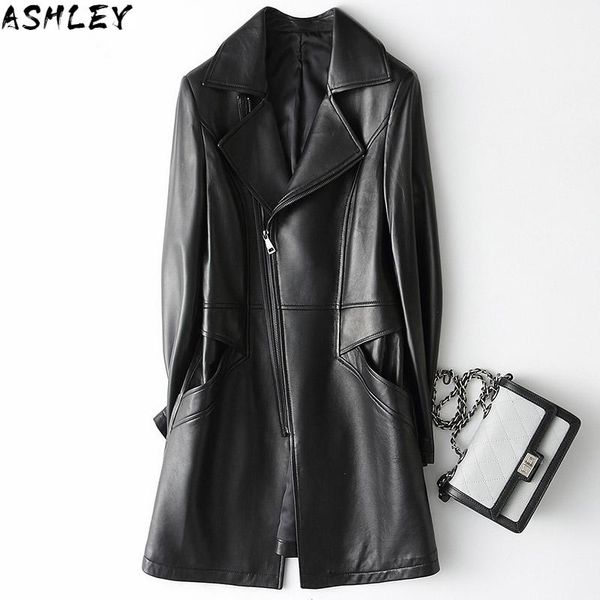 women's leather & faux winter 2021 autumn genuine jacket female long slim real sheepskin coat ladies windbreaker jaqueta feminina, Black
women's leather & faux winter 2021 autumn genuine jacket female long slim real sheepskin coat ladies windbreaker jaqueta feminina, Black