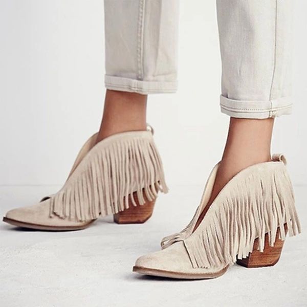 boots spring retro tassel covered slip on ankle point toe bottines wooden heel women suede leather shoes woman, Black
boots spring retro tassel covered slip on ankle point toe bottines wooden heel women suede leather shoes woman, Black