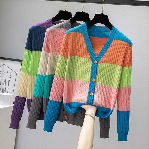 women's knits & tees spring autumn knitted cardigan women sweater coat korean fashion rainbow striped cardigans mujer outwear jumper pu, White
women's knits & tees spring autumn knitted cardigan women sweater coat korean fashion rainbow striped cardigans mujer outwear jumper pu, White
