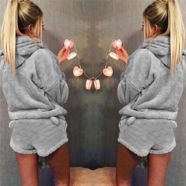 women warm winter sleepwear long sleeve nightwear fur ladies pure color pajamas outfit hooded +shorts new year's suits hot, Gray
women warm winter sleepwear long sleeve nightwear fur ladies pure color pajamas outfit hooded +shorts new year's suits hot, Gray
