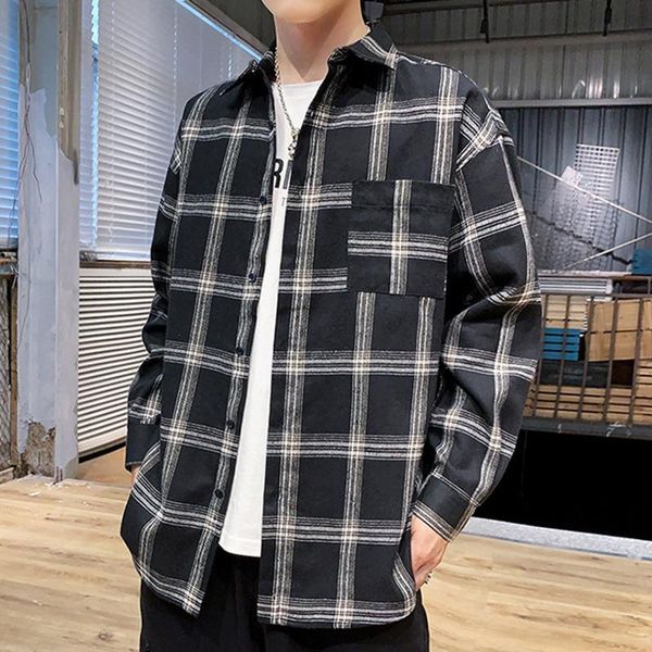 men's casual shirts men plaid shirt pocket loose long sleeve turn-down collar button blouse cardigan blouses vintage oversized male, White;black
men's casual shirts men plaid shirt pocket loose long sleeve turn-down collar button blouse cardigan blouses vintage oversized male, White;black