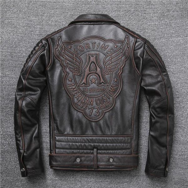men's leather & faux ooblique zipper vintage brown style genuine jacket really natural cowhide motorcycle slim jackets coat, Black
men's leather & faux ooblique zipper vintage brown style genuine jacket really natural cowhide motorcycle slim jackets coat, Black