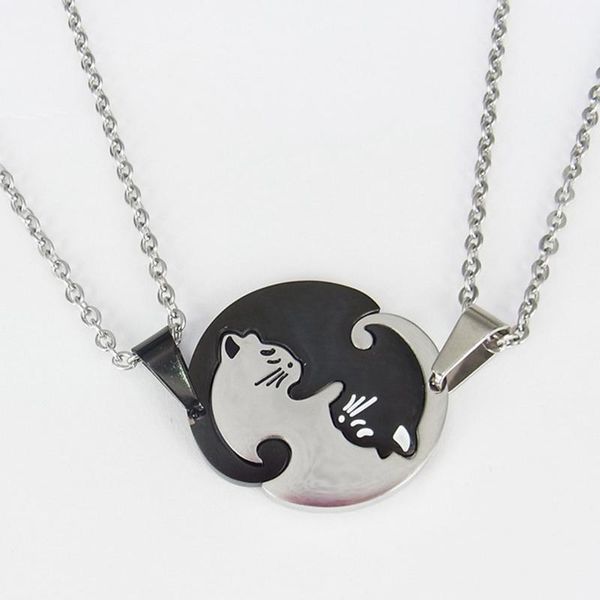 new cute cats pendant couple necklace creative stainless steel animal cat chain necklace for men women lover's jewelry gift, Silver
new cute cats pendant couple necklace creative stainless steel animal cat chain necklace for men women lover's jewelry gift, Silver