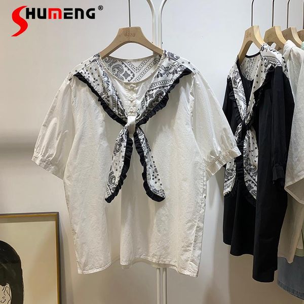 women's blouses & shirts 2021 summer women clothing loose polka dot printed stitching lace-up short sleeve elegant simple and, White
women's blouses & shirts 2021 summer women clothing loose polka dot printed stitching lace-up short sleeve elegant simple and, White