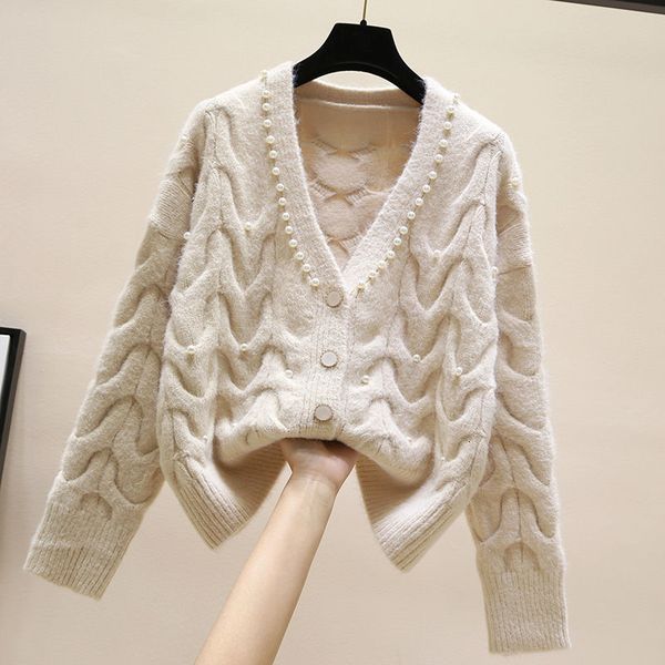 2021 women new spring autumn pearls beaded cardigan sweaters female casual sweater v neck single breasted knitted outwear l561cp3j, White;black
2021 women new spring autumn pearls beaded cardigan sweaters female casual sweater v neck single breasted knitted outwear l561cp3j, White;black