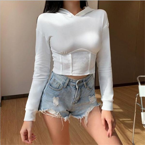 women's hoodies & sweatshirts lady long sleeves white/black slim casual sportswear defined waist hooded crop female jumper spring fall
women's hoodies & sweatshirts lady long sleeves white/black slim casual sportswear defined waist hooded crop female jumper spring fall