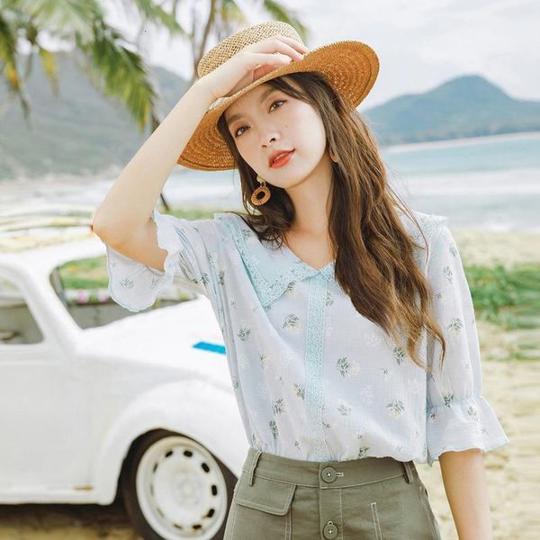 inman 2021 summer new arrival french style falbala doll collar shivering cute blouse drop shipping good quality, White 
inman 2021 summer new arrival french style falbala doll collar shivering cute blouse drop shipping good quality, White