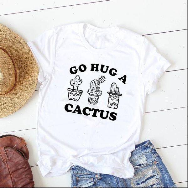 women lady t shirt go hug a cactus printed tshirt ladies short sleeve loose tee shirt women female clothes graphic t, White
women lady t shirt go hug a cactus printed tshirt ladies short sleeve loose tee shirt women female clothes graphic t, White