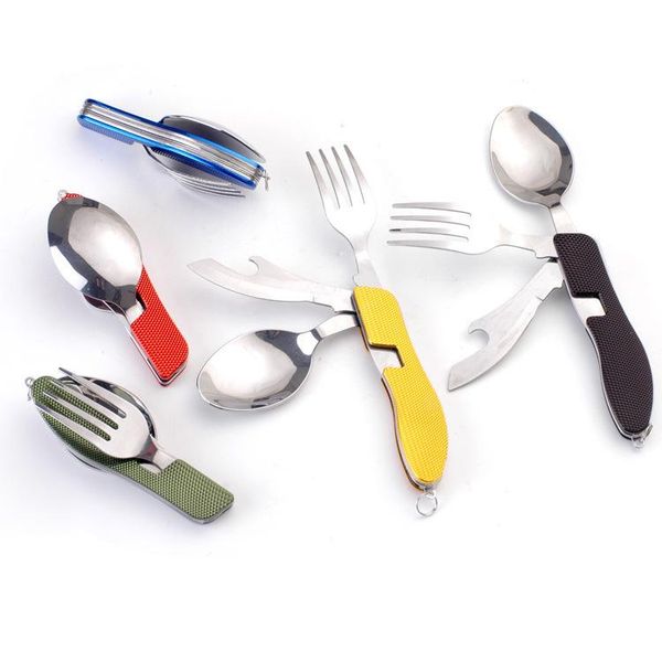 4 in 1 outdoor tableware (fork/spoon/knife/bottle opener) camping stainless steel folding pocket kits for hiking survival travel
4 in 1 outdoor tableware (fork/spoon/knife/bottle opener) camping stainless steel folding pocket kits for hiking survival travel
