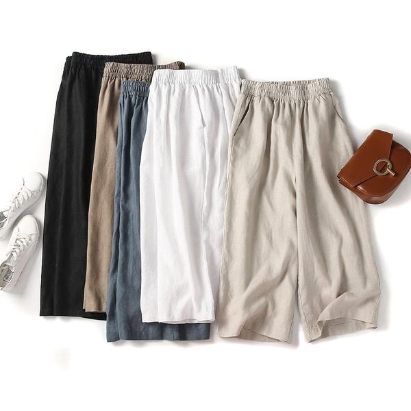 women's pants & capris linen cropped trousers female summer cotton wide leg loose large size high waist casual thin, Black;white
women's pants & capris linen cropped trousers female summer cotton wide leg loose large size high waist casual thin, Black;white