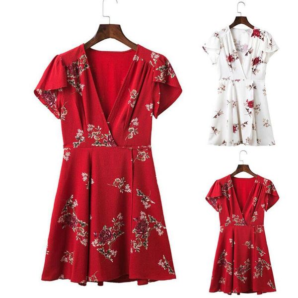 women's swimwear women ladies floral v neck dress short sleeve dresses summer holiday sundress, White;black
women's swimwear women ladies floral v neck dress short sleeve dresses summer holiday sundress, White;black
