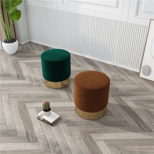 US Warehouse Small round velvet footstool footstool footstool seat cushion with gold-plated bottom - Green Rugged LS695442301-01
US Warehouse Small round velvet footstool footstool footstool seat cushion with gold-plated bottom - Green Rugged LS695442301-01