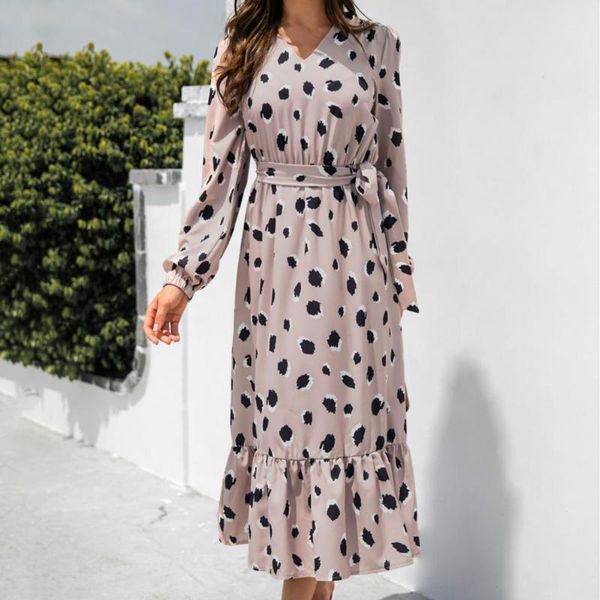 casual dresses autumn women dot print ruffle midi dress elegant large hem side split v neck puff long sleeve sundress vestidos, Black;gray
casual dresses autumn women dot print ruffle midi dress elegant large hem side split v neck puff long sleeve sundress vestidos, Black;gray