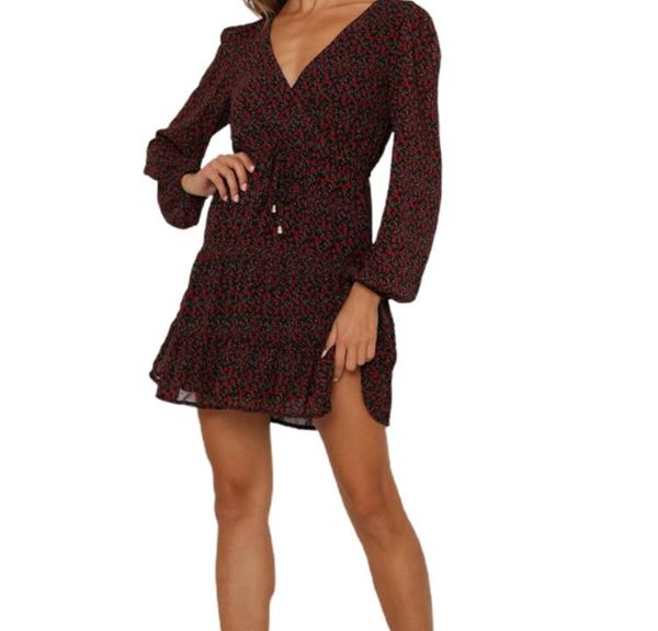 casual dresses spring fall vintage women tie-up dress adults floral print long sleeve v-neck dating party, Black;gray
casual dresses spring fall vintage women tie-up dress adults floral print long sleeve v-neck dating party, Black;gray