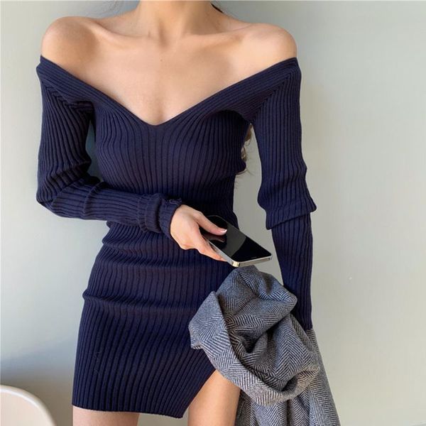 casual dresses women autumn solid ribbed mini knitted dress v neck slim elastic basic long bodycon winter off shoulder white, Black;gray
casual dresses women autumn solid ribbed mini knitted dress v neck slim elastic basic long bodycon winter off shoulder white, Black;gray