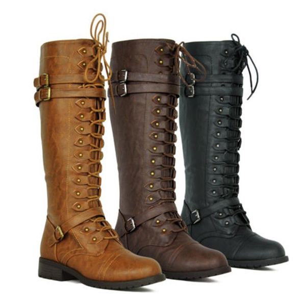 boots 2021 knee high women autumn winter lace up vintage flat shoes steampunk leather retro buckle ladies snow, Black
boots 2021 knee high women autumn winter lace up vintage flat shoes steampunk leather retro buckle ladies snow, Black